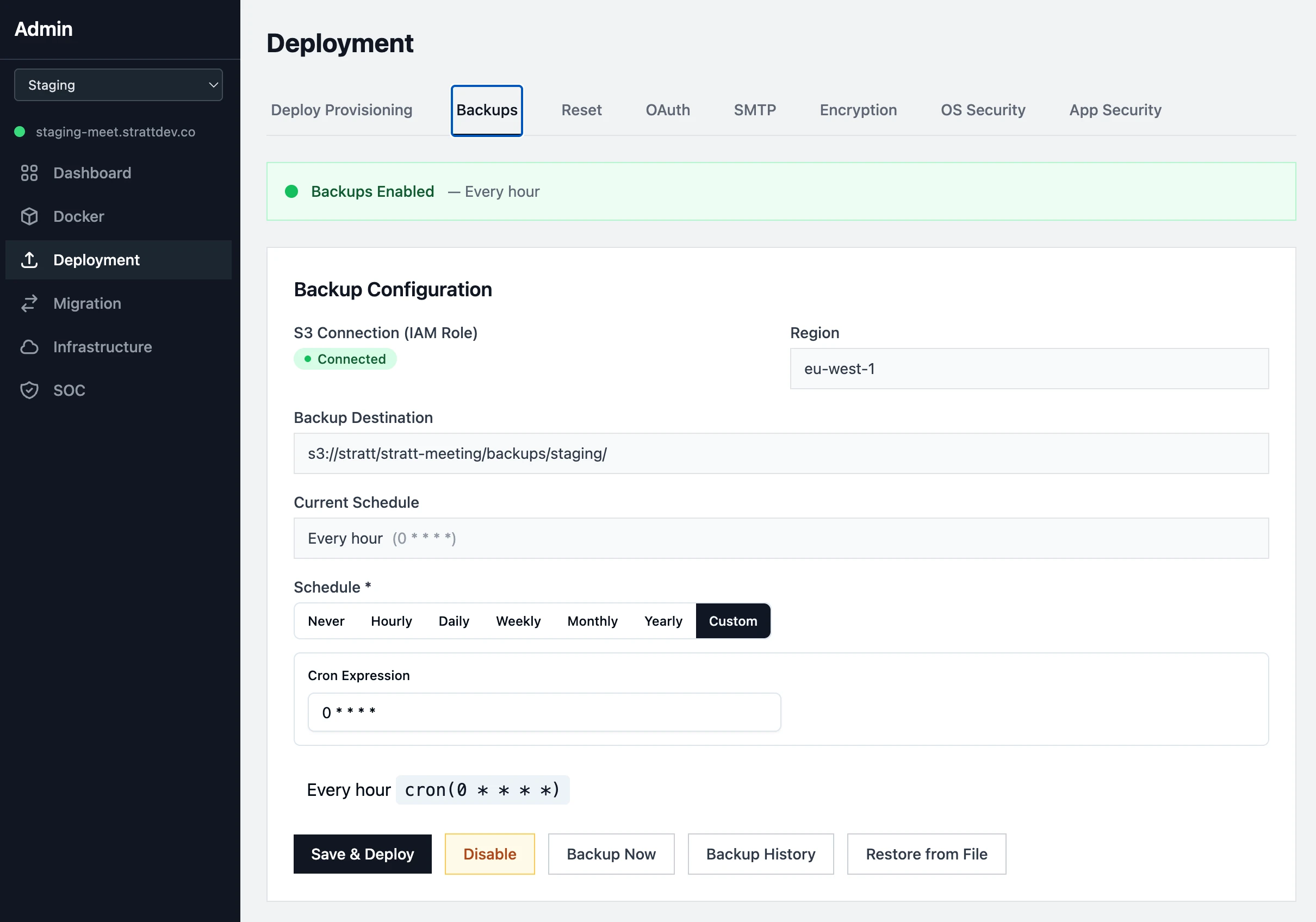 Deployment Configuration & Backup Management