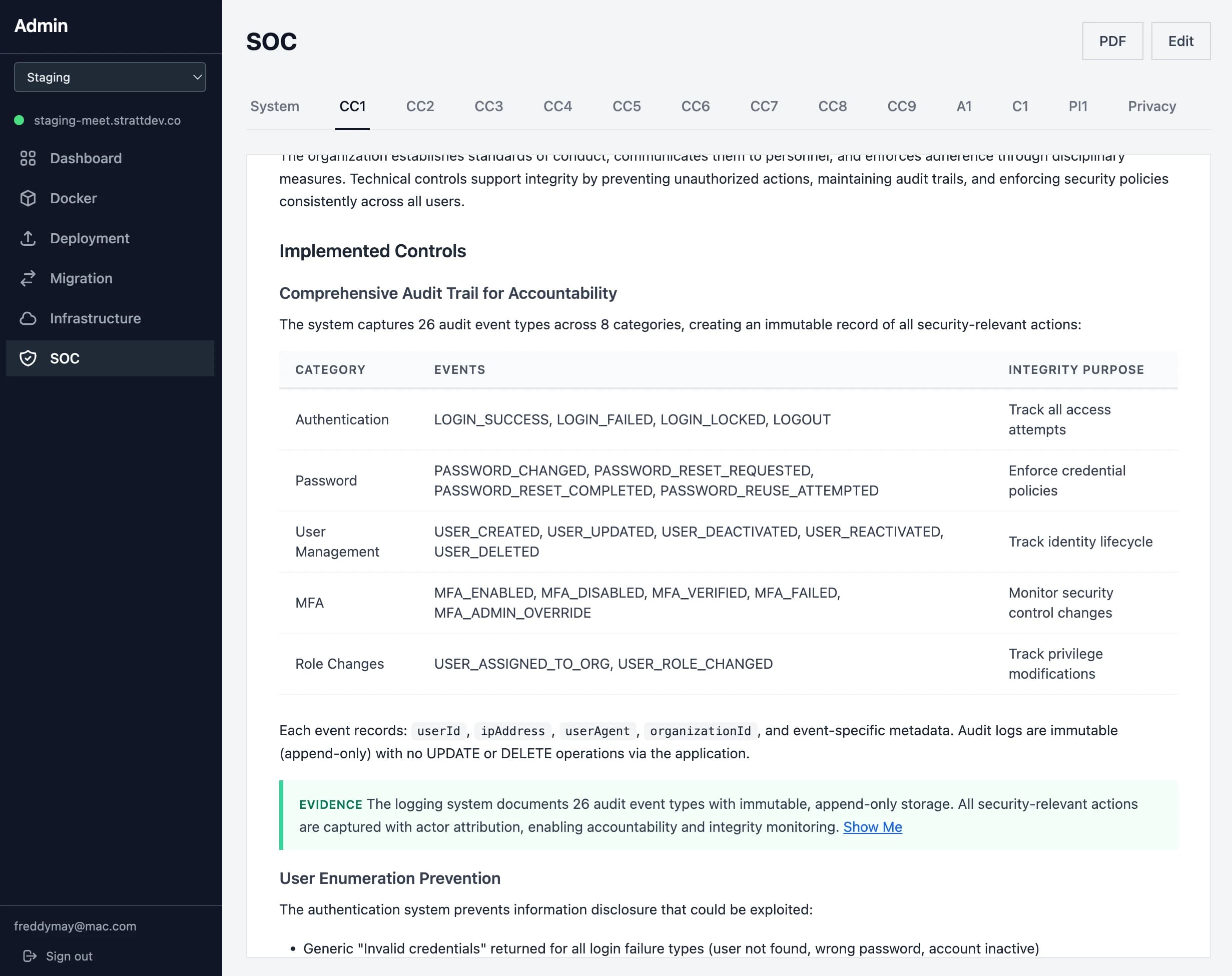 Admin Portal — SOC Document Editor