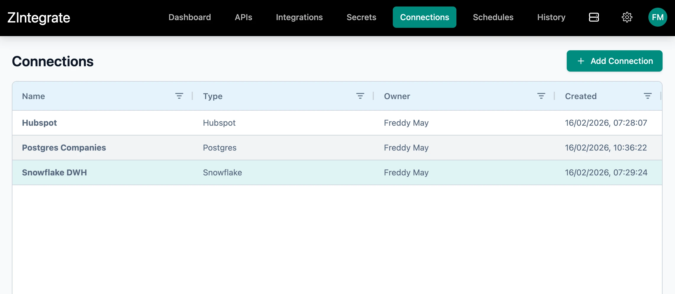 ZIntegrate Connections